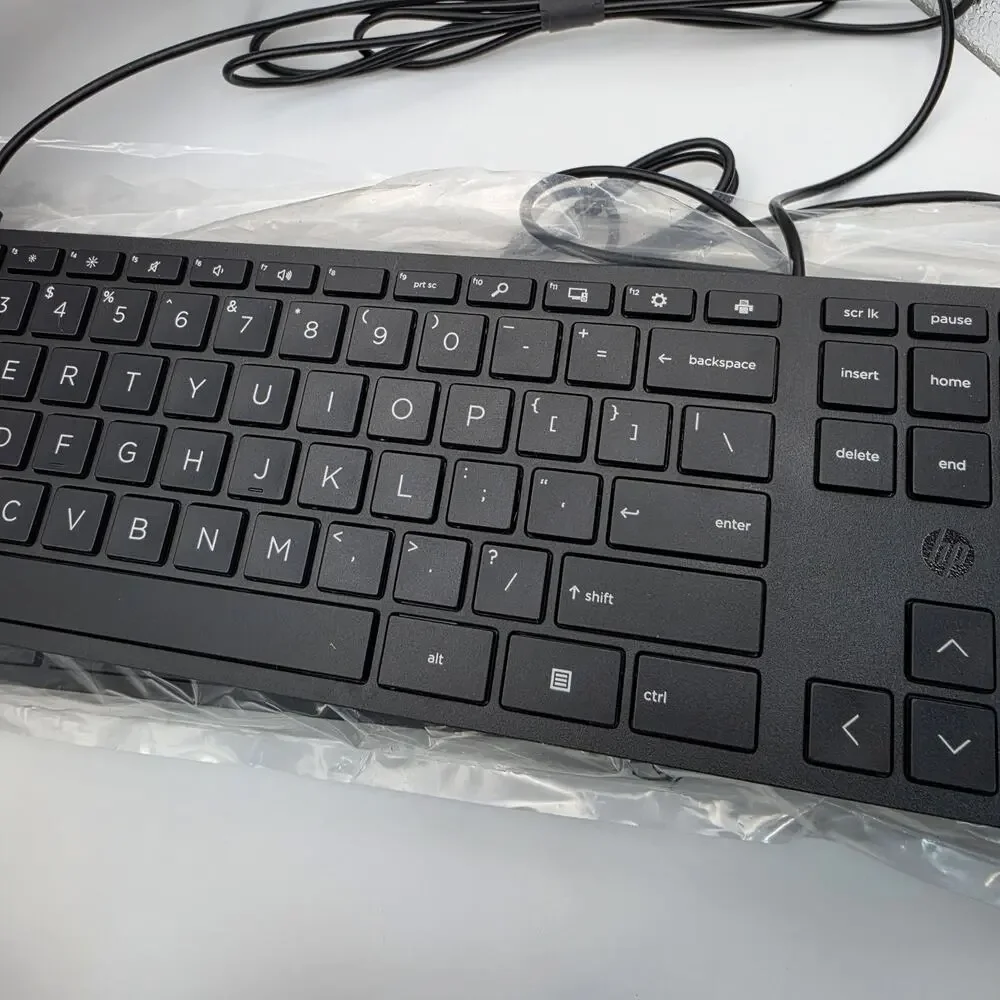 HP Wired Desktop 320K USB Keyboard L96909-001 Open Box Tested Black QWERTY